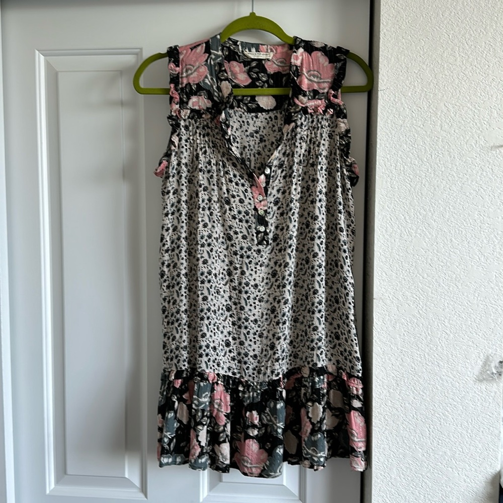 Spell Floral & Leopard Print Mini Dress in Black, White & Pink